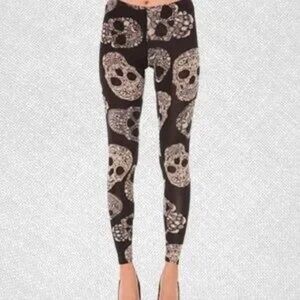 Black Skull Print Leggings